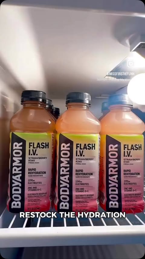 Instagram post by @missfirstiefunn for BODYARMOR. Caption reads: [...] teacher lounge is stocked with....