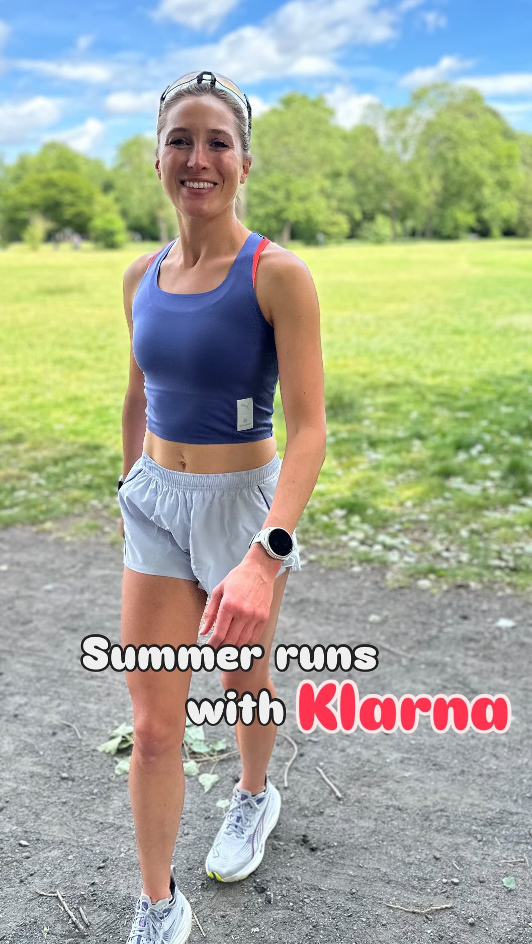 Instagram post by @roseharvey.run for Klarna. Caption reads: [...] great kit can get pricey. That’s where....