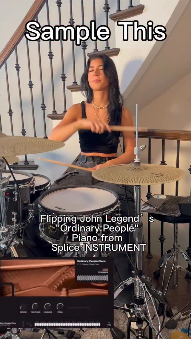 Instagram post by @izzy.lamberti for Splice. Caption reads: Can you cook up something with this? Free download....