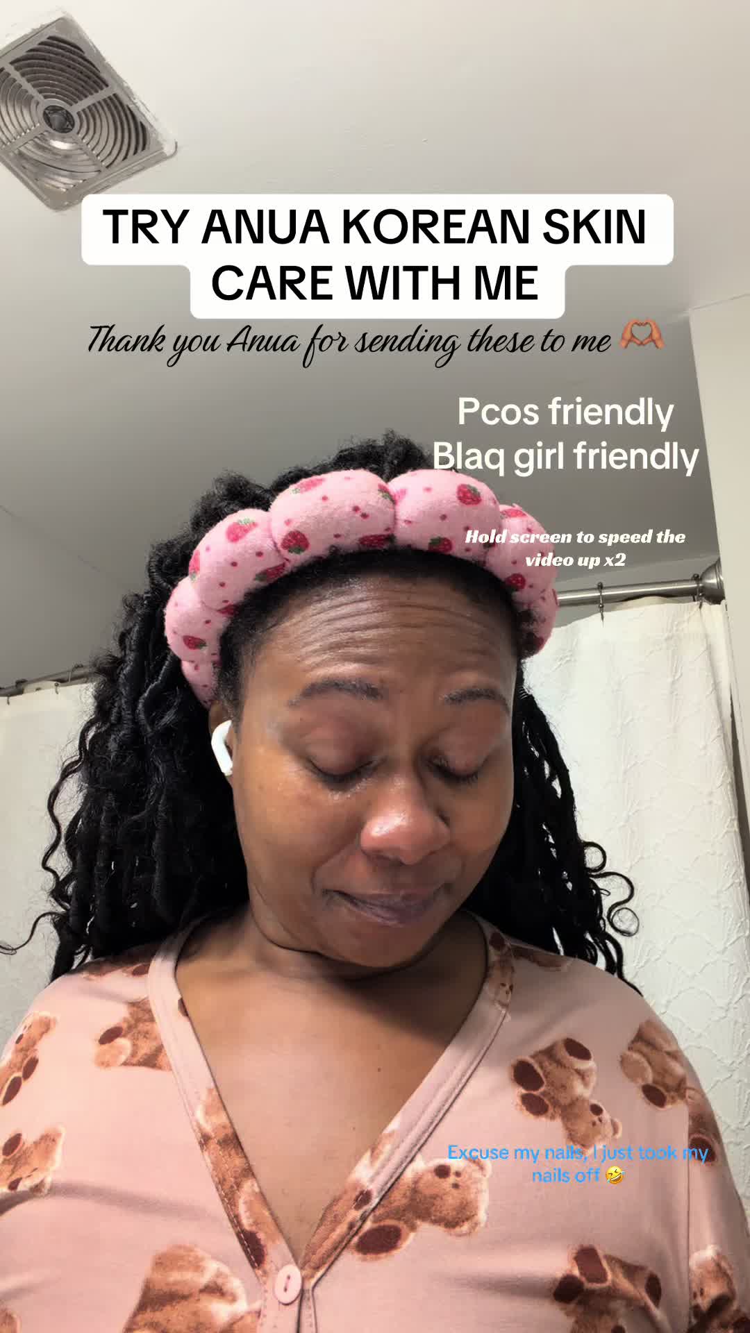 TikTok post by @thepipermethod for ANUA Skincare KR. Caption reads: Getting my skin ready for vacation with @anua_kr....