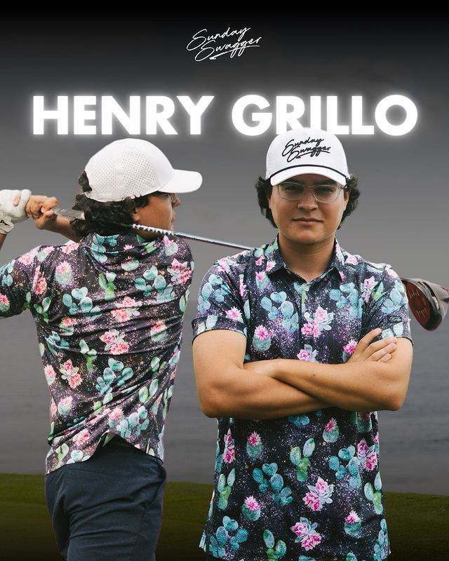 Instagram post by @henrygrillo for Sunday Swagger. Caption reads: Henry Grillo Golf x @sundayswagger Blessed to be....