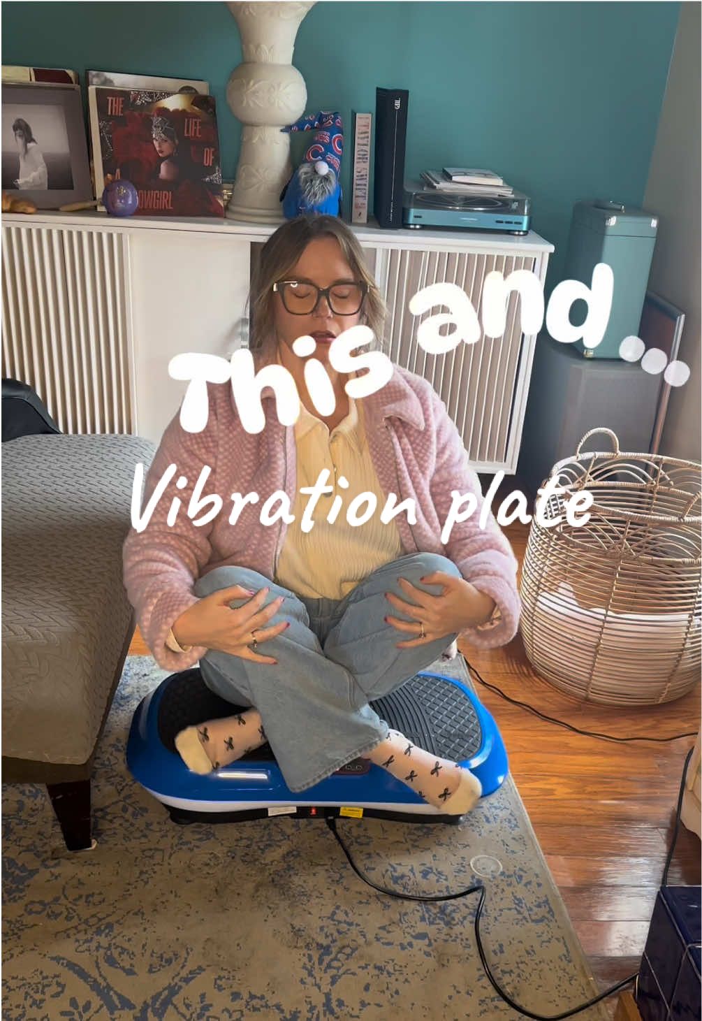 TikTok post by @samanthaeckiss for Lifepro Fitness. Caption reads: The vibration plate working overtime lately.....