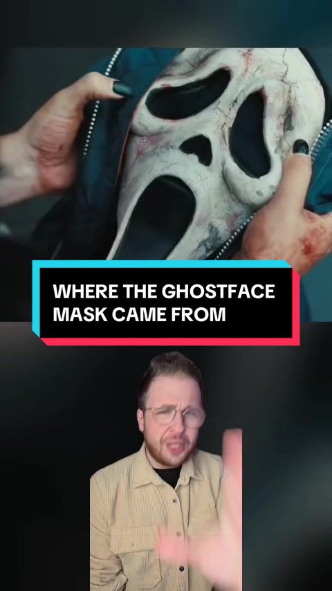 TikTok post by @danbotooie for Scream Movies. Caption reads: Where the Ghostface mask came from @screammovies....