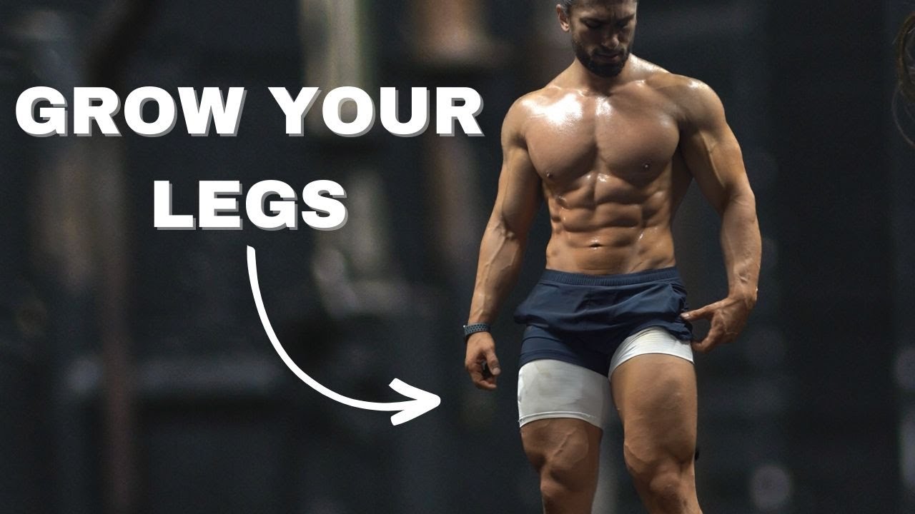 YouTube post by @MarinoKatsouris for Legend London. Caption reads: LEG DAY FOR HUGE GAINS  | My New Workout Split....