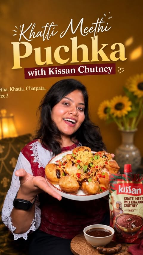 Instagram post by @misscalcuttaa for Kissan. Caption reads: [...] regular puchka a delicious twist with Kissan....