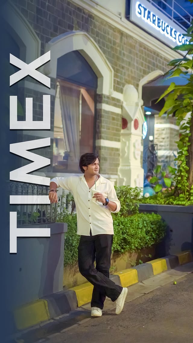 Instagram post by @thereal_lalit for Timex. Caption reads: On the move, on time, always in style. @timex....
