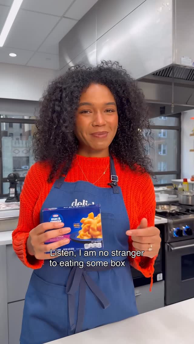 Instagram post by @bcais for Delish. Caption reads: That box of #macandcheese that’s sitting in the....