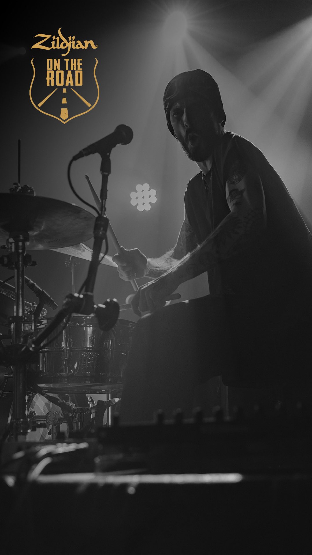 Instagram post by @garrettptyler for Zildjian India. Caption reads: Zildjian On The Road: @garrettptyler of....