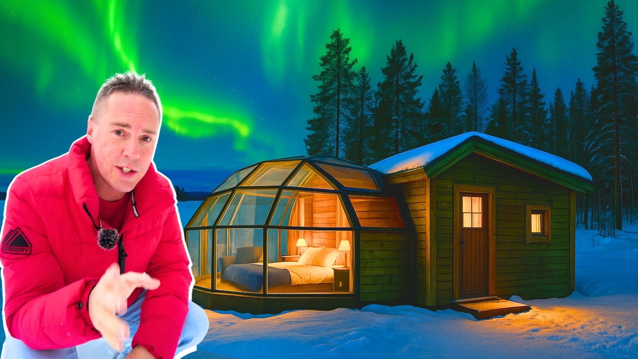 YouTube post by @WalkWithMeTim for TripleTen. Caption reads: I Stay In A Wooden Igloo In The Arctic Circle! -....