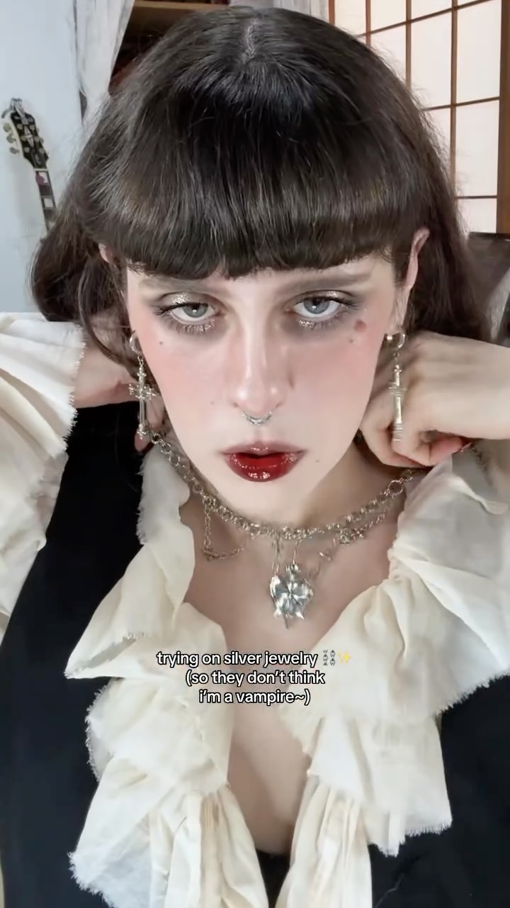 Instagram post by @ghoul.in.japan for Ask and Embla. Caption reads: [...] !!
•
•
•
#gothmakeup #gothjewelry....