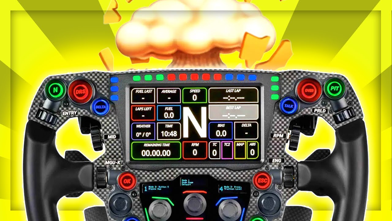 YouTube post by @OCRacing for Simagic. Caption reads: The F1 Sim Racing Wheel You NEED | Rexing Mayaris....