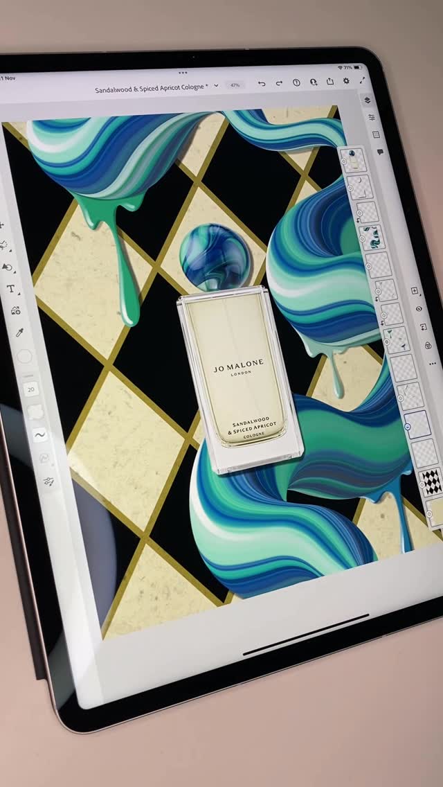 Instagram post by @monta.smitina for Jo Malone London. Caption reads: Jo Malone London 
Sandalwood & Spiced Apricot....