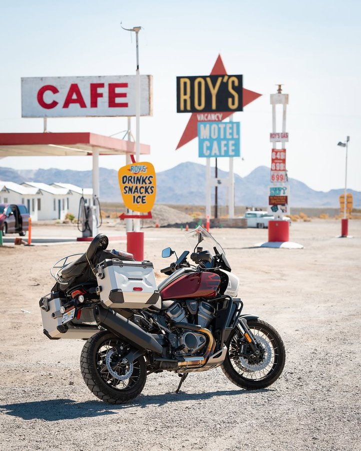 Instagram post by @chicken_fried_choppers for Biltwell. Caption reads: Day 2 of the BIG TRiP is in the can! It was HOT!....