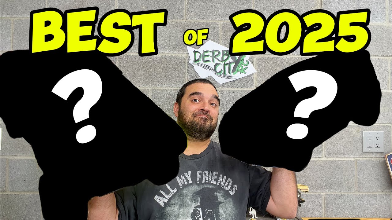 YouTube post by @DerbyCityRC for Rlaarlo. Caption reads: My Top RC Cars of 2025.