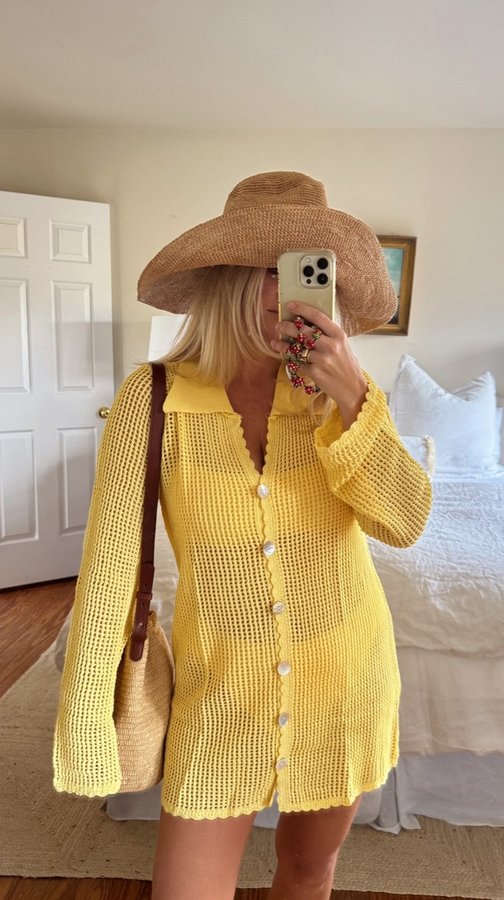 Instagram post by @sarahchappellhorton for Show Me Your Mumu. Caption reads: [...] so has new butter yellow swim from....