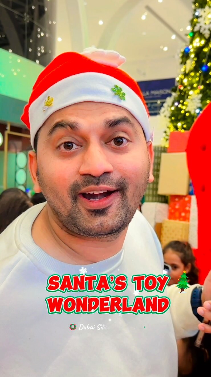 Instagram post by @habeebi.dubai for monopolygo. Caption reads: Exploring Santa’s Toy Wonderland at Silicon....