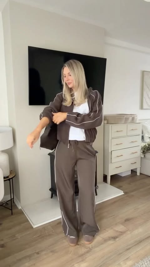 Instagram post by @samsstyle__ for PrettyLittleThing. Caption reads: Comfy tracksuits is what im living in atm....