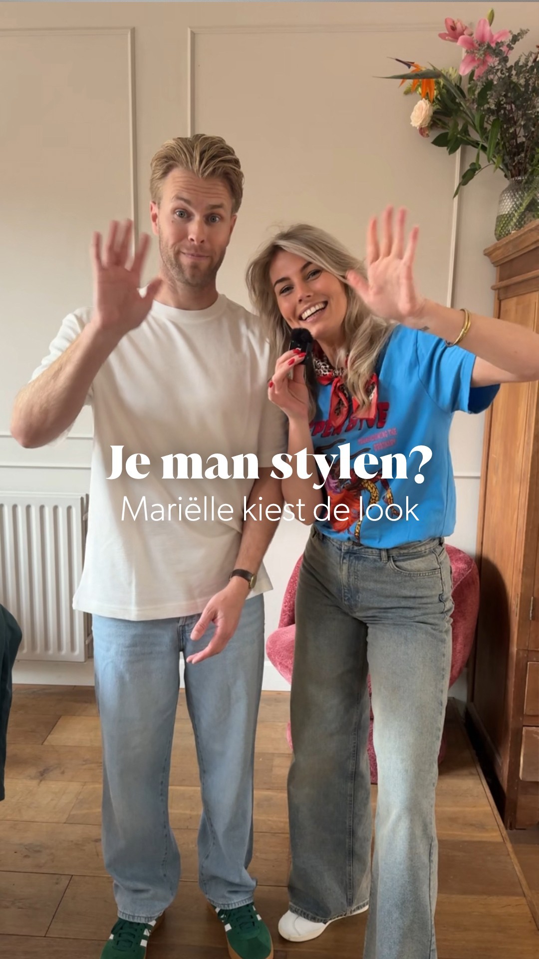 Instagram post by @marielleslooten for Wehkamp. Caption reads: De droom van iedere vrouw: eindelijk je man kleden....
