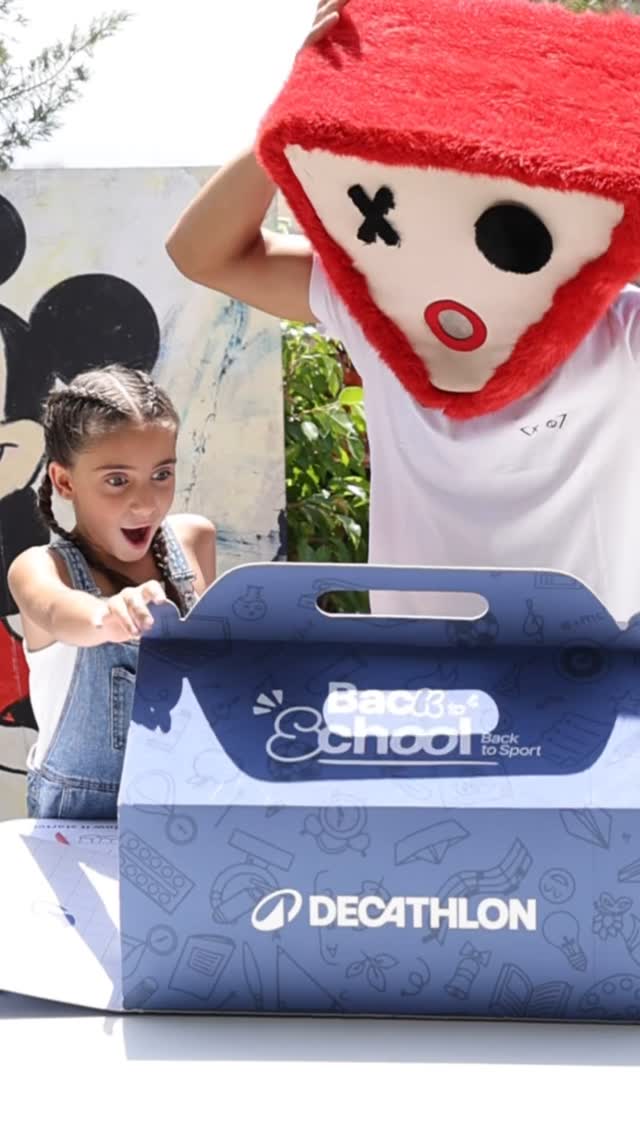 Instagram post by @neojourneyx for Decathlon. Caption reads: Back to school made easy with a box full of the....