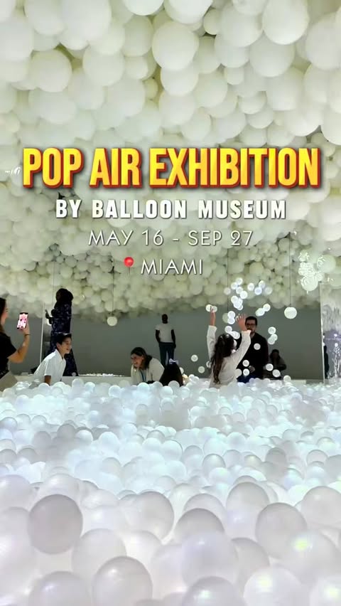 Instagram post by @miamifriendors for Balloon Museum. Caption reads: The Pop Air Exhibition by Balloon Museum is making....