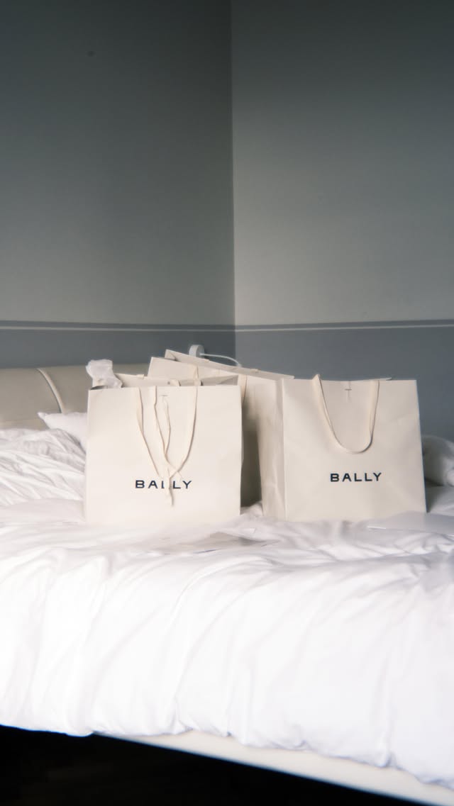 Instagram post by @piajauncey for Bally. Caption reads: Help me pick out a look for @bally ☺️ #Bally....