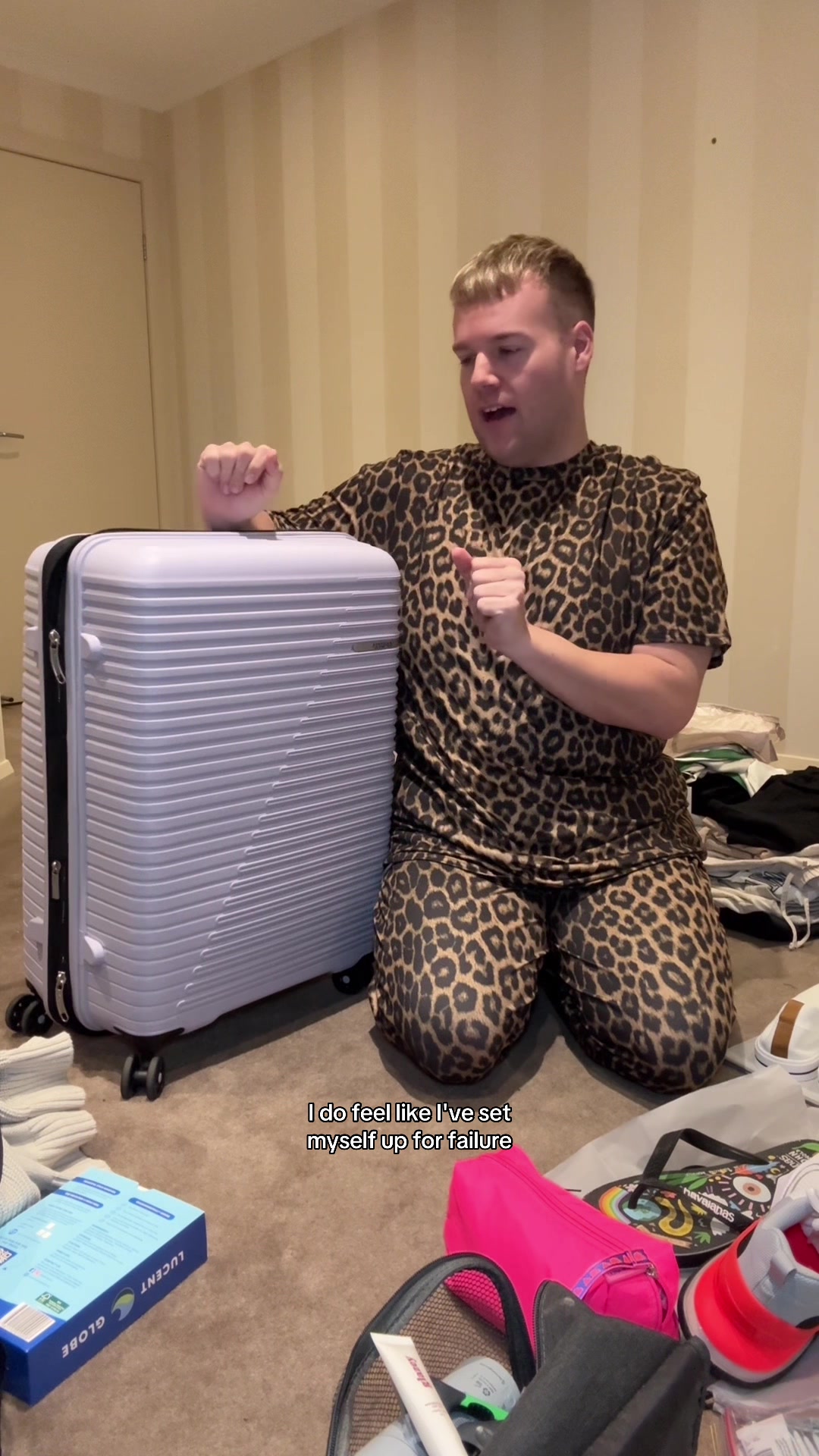 TikTok post by @alright.hey for Muscle Nation. Caption reads: pack with me for 8 weeks in Europe 🫣 bit nervous....