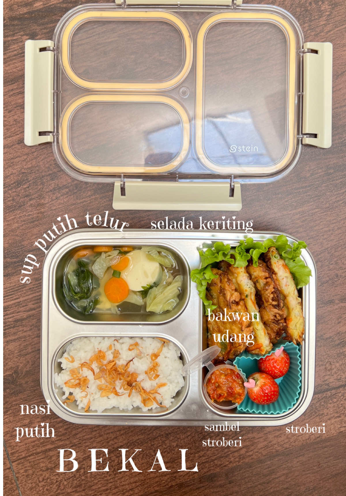 TikTok post by @ashtlmrfh for Steincookware. Caption reads: [...] kota bekal terbarunya @Stein Active....