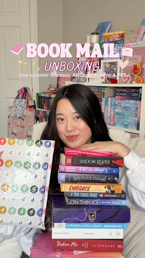 Instagram post by @susancarolynn for Grand Central Publishing. Caption reads: book mail + PR unboxing!! 💗📖 cannot wait to....
