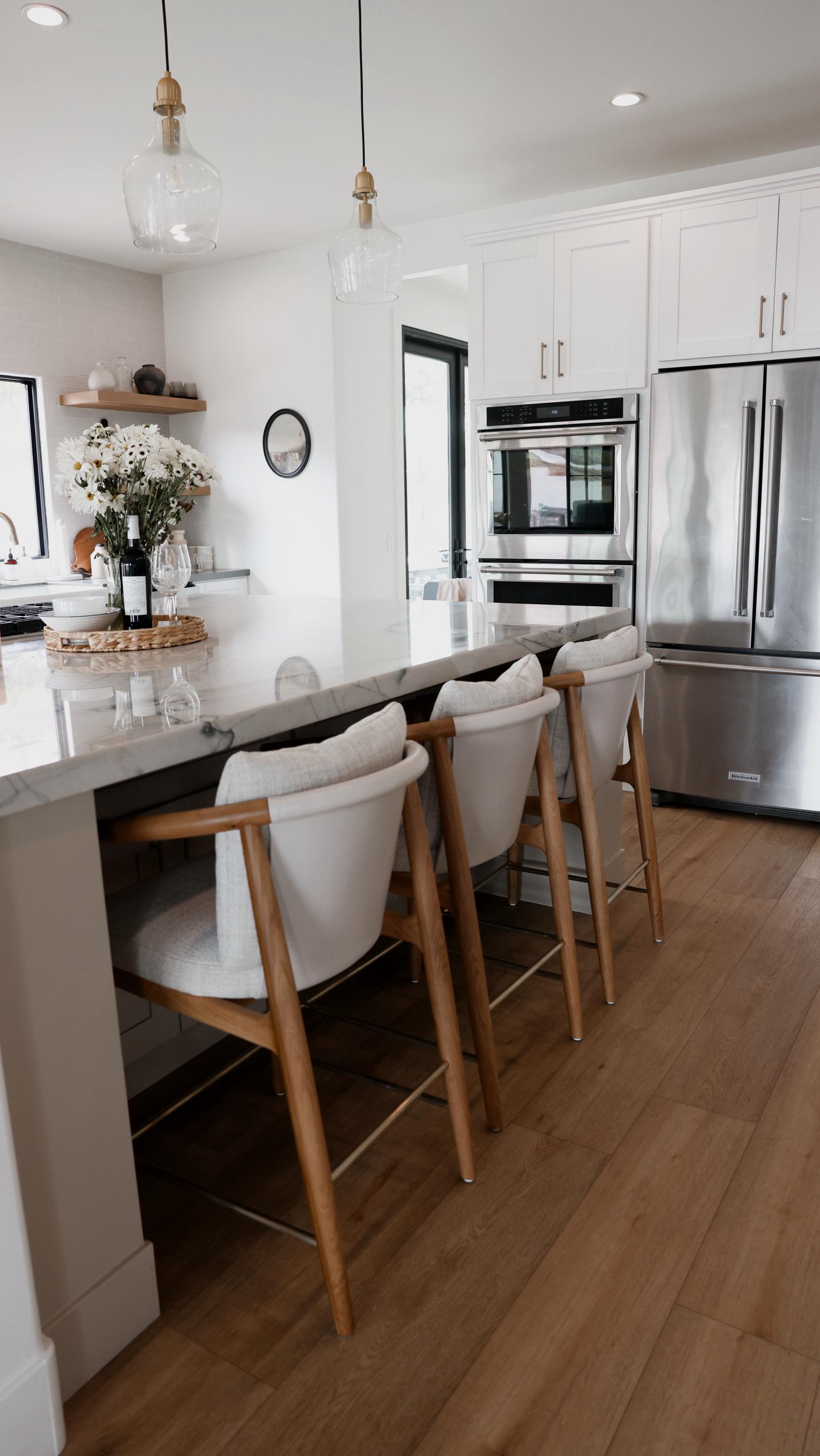 Instagram post by @shaynamarie for Denver Modern. Caption reads: The most beautiful new Dillon Counter Stools from....