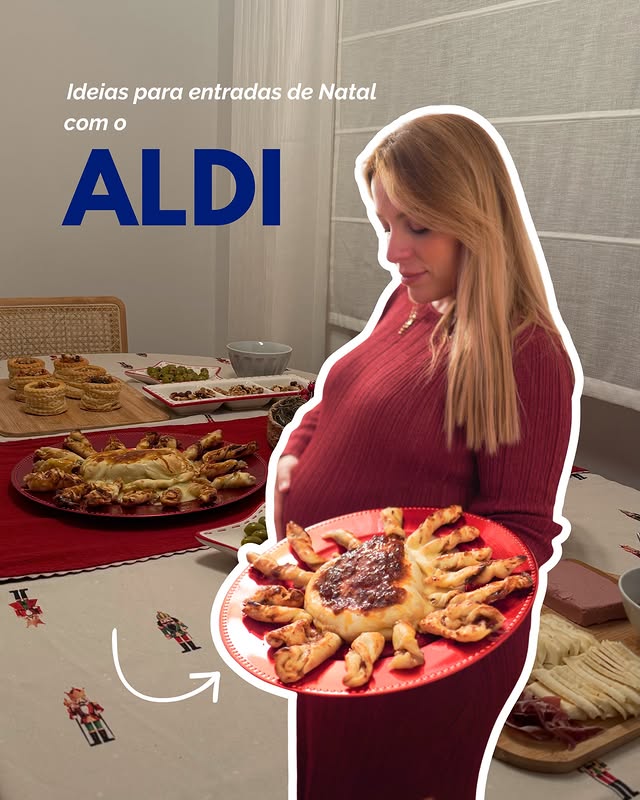 Instagram post by @belembsilva for ALDI Portugal. Caption reads: Ideias para entradas de Natal com o ALDI!....