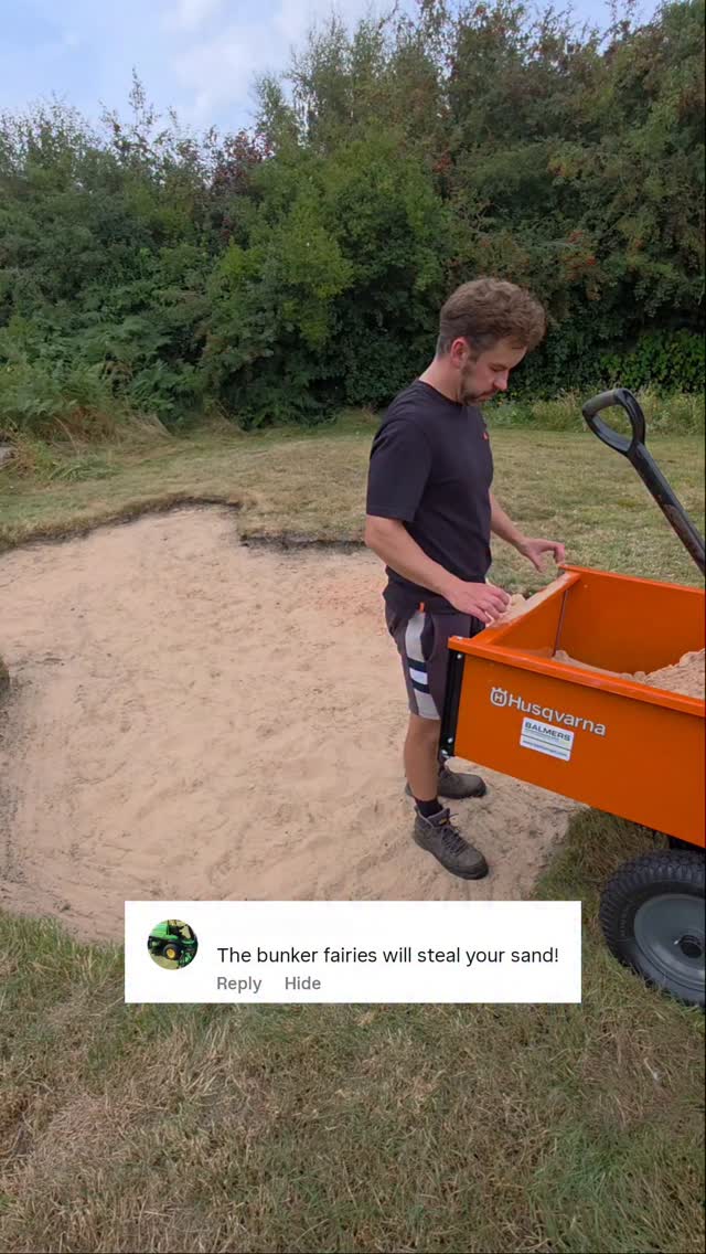Instagram post by @keiths_par3 for Husqvarna. Caption reads: Bunker tidy + top up ⛳️ 

When I first started the....