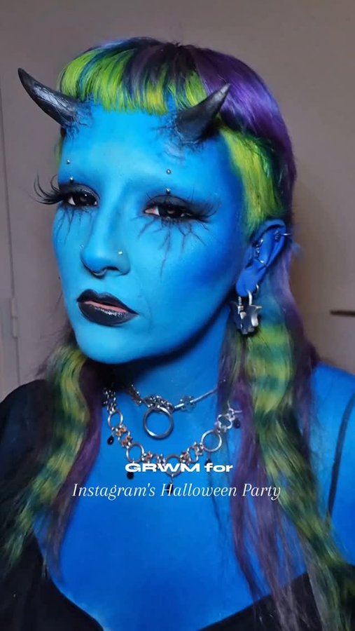 Instagram post by @nonaa_mua for ALLSAINTS. Caption reads: I was invited to @instagram ́s Halloween party....