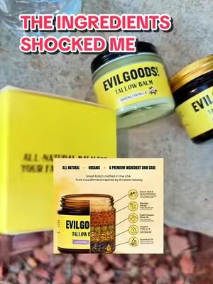TikTok post by @sweetsuncut for Evil Goods. Caption reads: [...] Would you try tallow balm? 👇🏽@evilgoods....