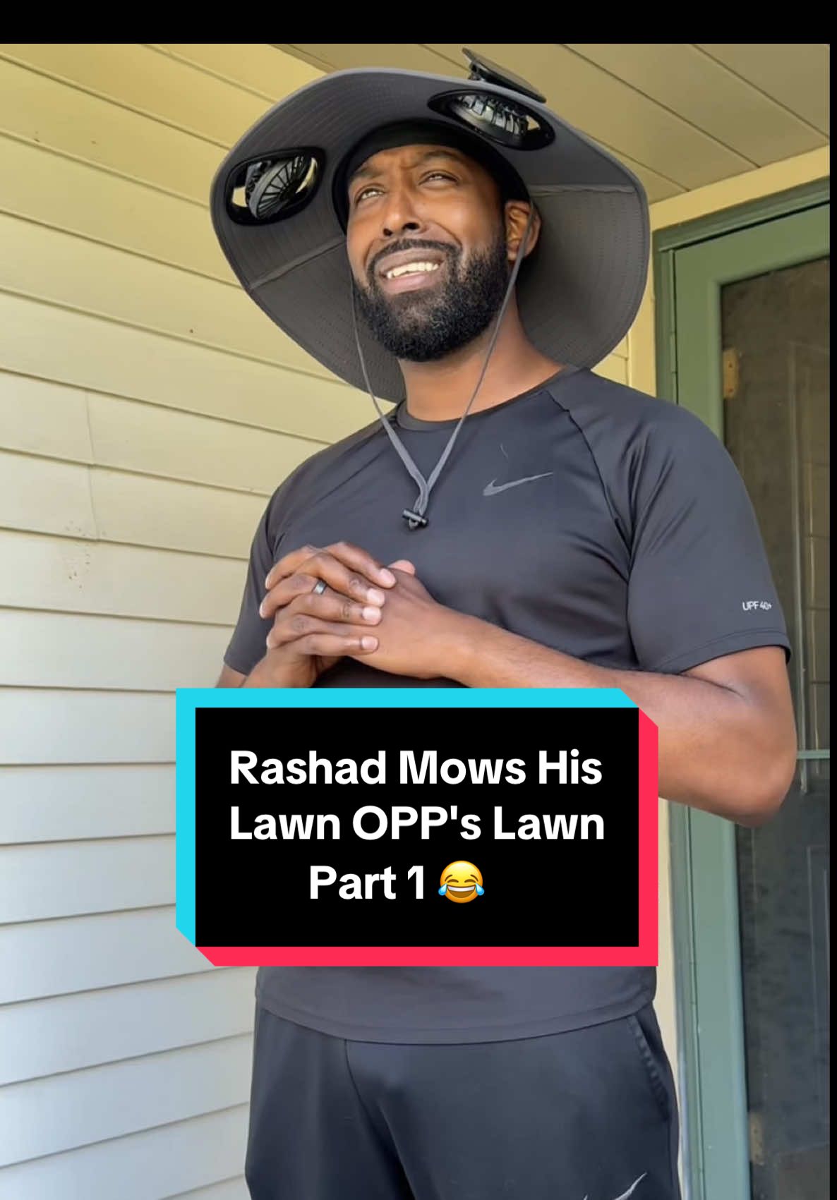 TikTok post by @caseyandrashad for Simple Lawn Solutions. Caption reads: Rashad has been wanting to mow/assess his Lawn....
