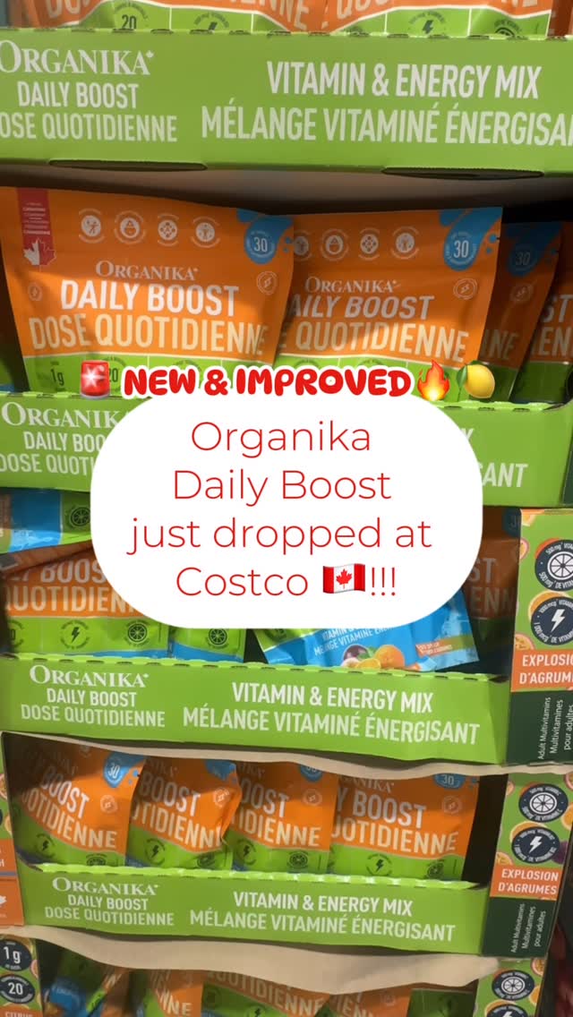 Instagram post by @costcofindscanada for Organika. Caption reads: 🚨 NEW & IMPROVED ALERT!!! 🔥🍋
@organikahealth....