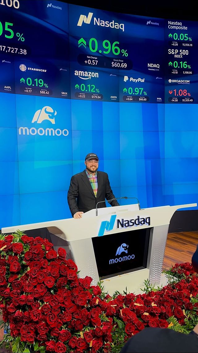 Instagram post by @sethgodwin for Moomoo. Caption reads: I started this journey almost 4 years ago and in....