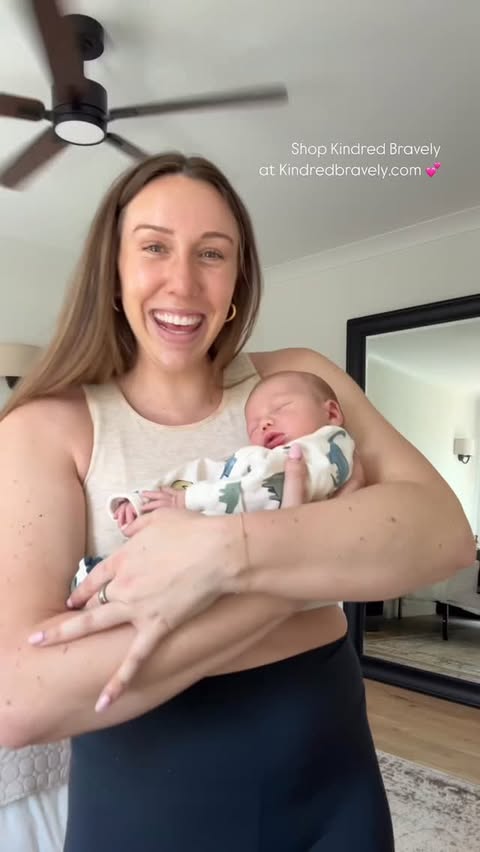 Instagram post by @abbeyweitzeil for Kindred Bravely. Caption reads: Pregnancy to Motherhood with @kindredbravely 💕....