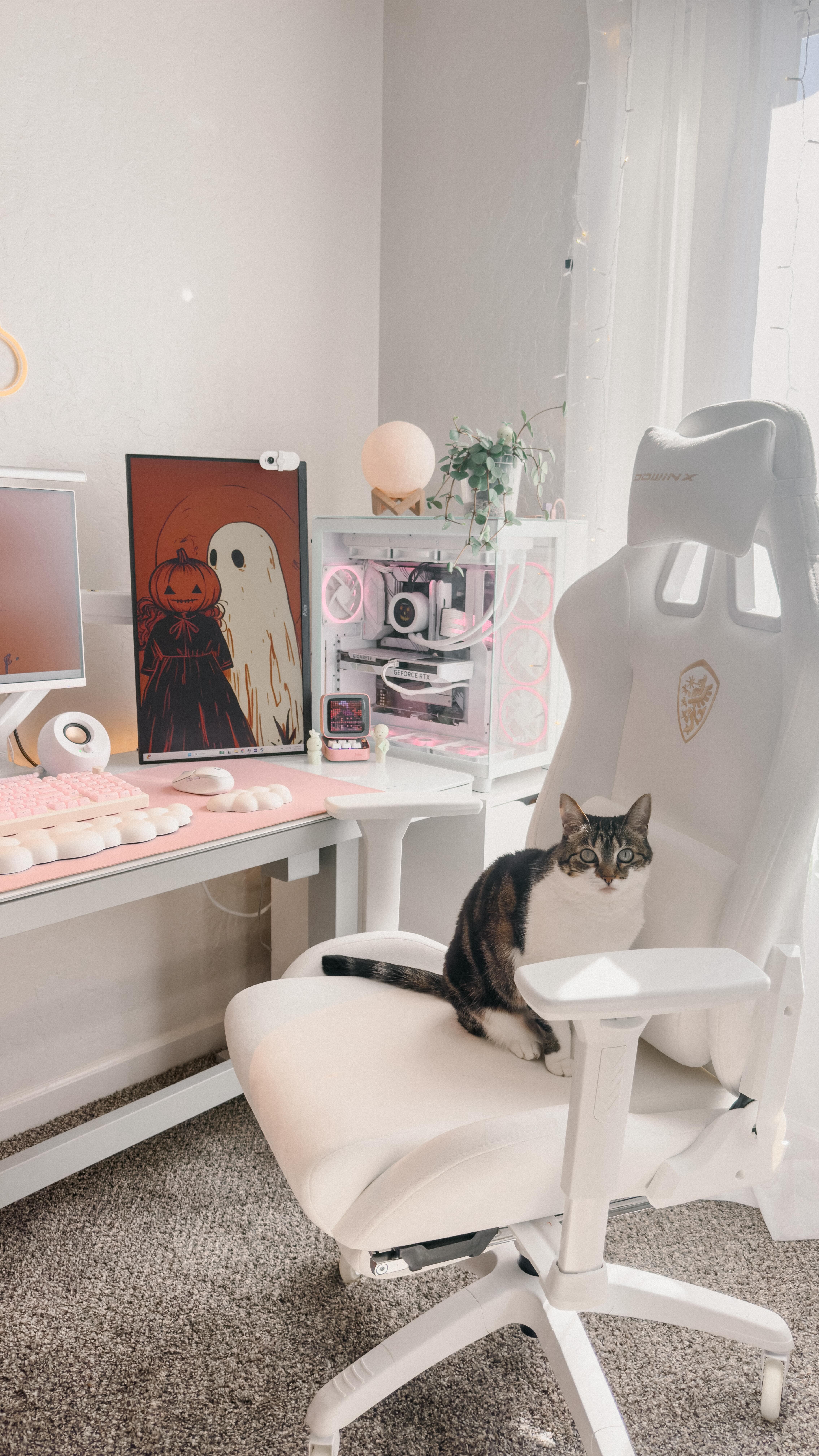 Instagram post by @cozybeccax for DOWINX. Caption reads: [...] setup got yet another upgrade thanks to....