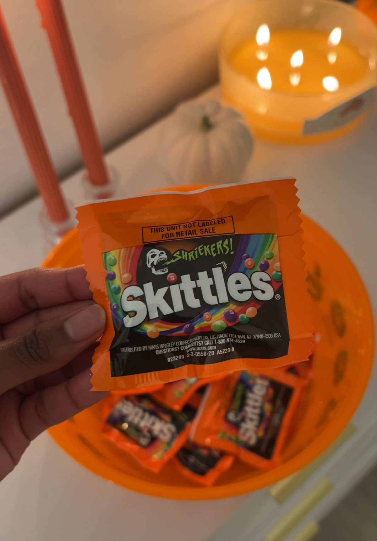 TikTok post by @..amyahh for SKITTLES. Caption reads: #Skittles_partner @skittles  Cozy fall sleepover....