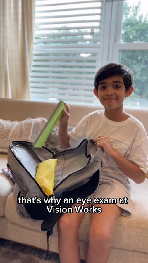 Instagram post by @ticklesandtomatoes for Visionworks. Caption reads: 80% of classroom learning is visual. Ensure your....