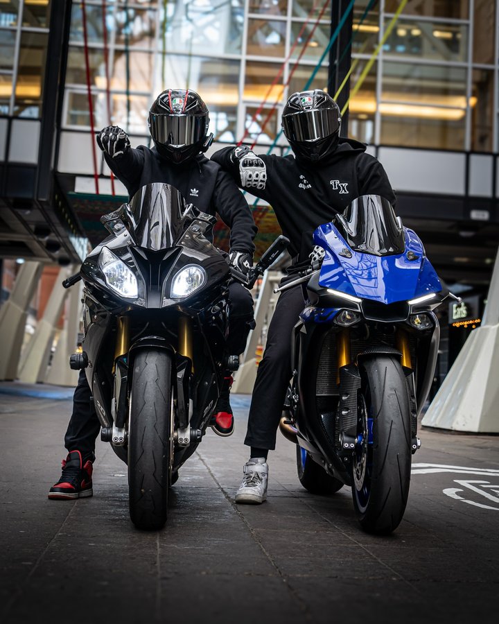 Instagram post by @motoking.yyc for RAVEN Moto. Caption reads: [...] 🏍️ @motoking.yyc Sponsors: @ravenmoto -....