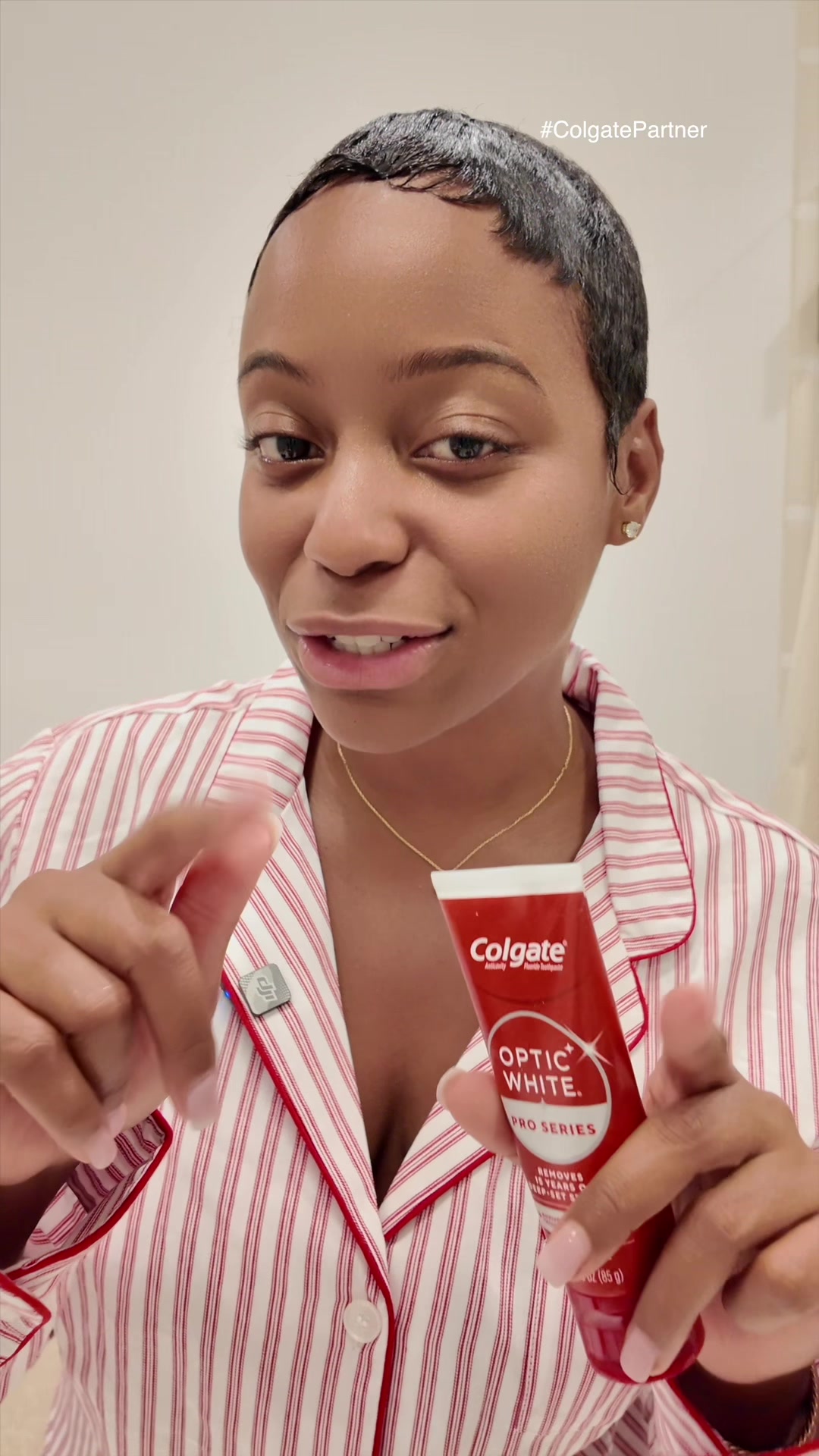 TikTok post by @stehfuhnee_ for Colgate-Palmolive. Caption reads: #ad #colgatepartner I don’t smile because life is....