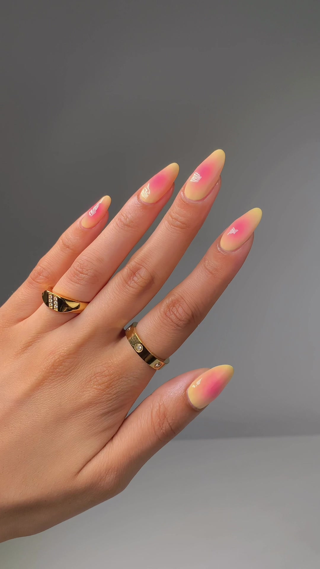 TikTok post by @glossytipped for Luv Aj. Caption reads: [...] sorbet (link & code in bio)* rings @Luv Aj....