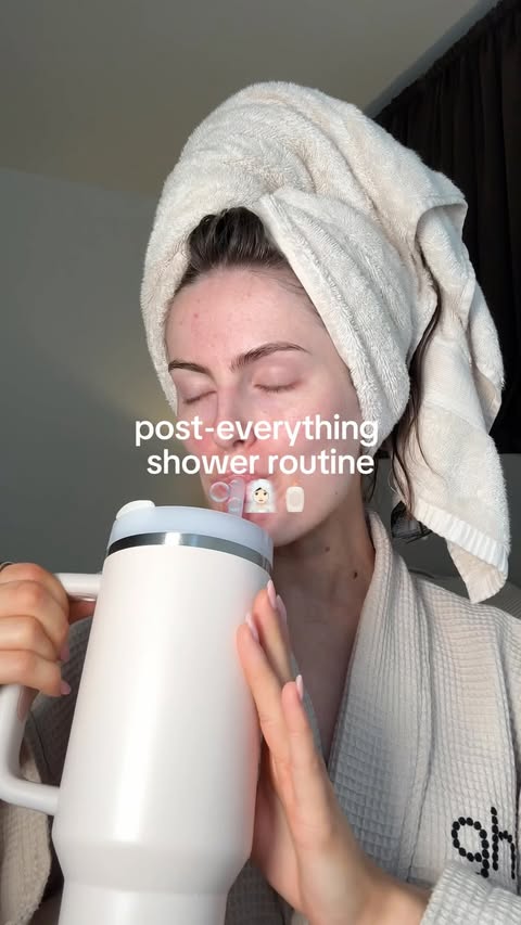 Instagram post by @graces.faces._ for ghd hair. Caption reads: [...] shower routine🧖🏻‍♀️✨🫧ad @ghdhair gold....
