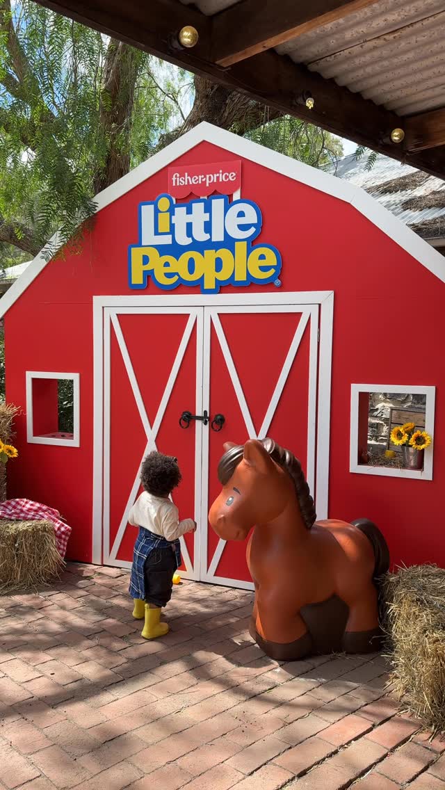 Instagram post by @justamelbournemama for Fisher-Price. Caption reads: [...] good day 🐄 🐓 🐖 

Thank you so much....