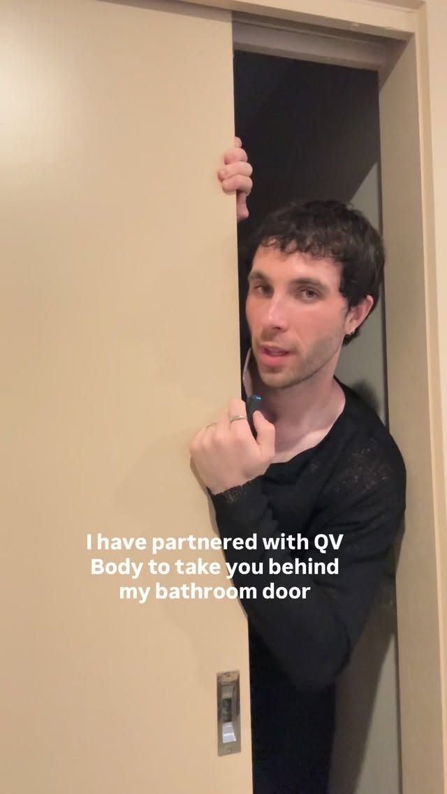 Instagram post by @_jamesparr for QV Skincare. Caption reads: Ever wondered what really goes on behind my....