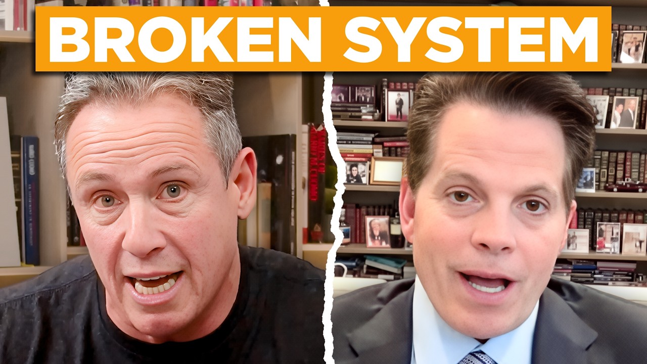 YouTube post by @chriscuomo for Rho Nutrition. Caption reads: Anthony Scaramucci on How Trump Broke American....