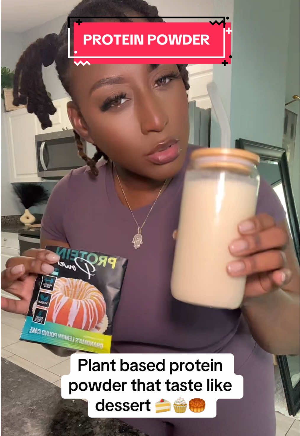 TikTok post by @curatedbytiara for Just Move Supplements. Caption reads: [...] protein taste like a dessert😋 @Just Move....