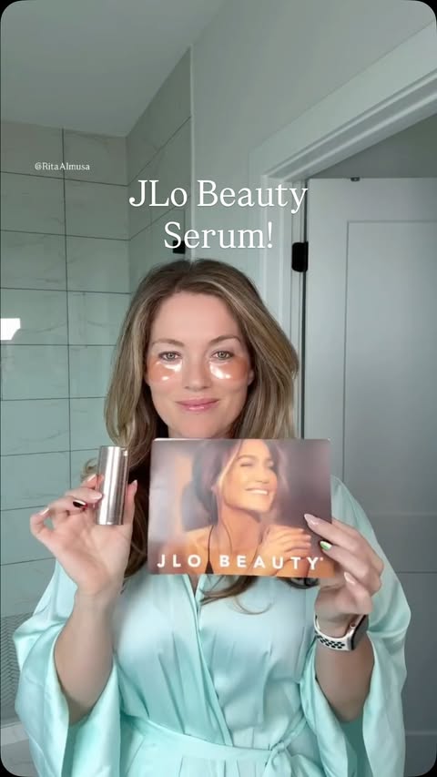 Instagram post by @ritaalmusa for JLO BEAUTY. Caption reads: [...] my hands on the ALL-NEW Serum ✨from....
