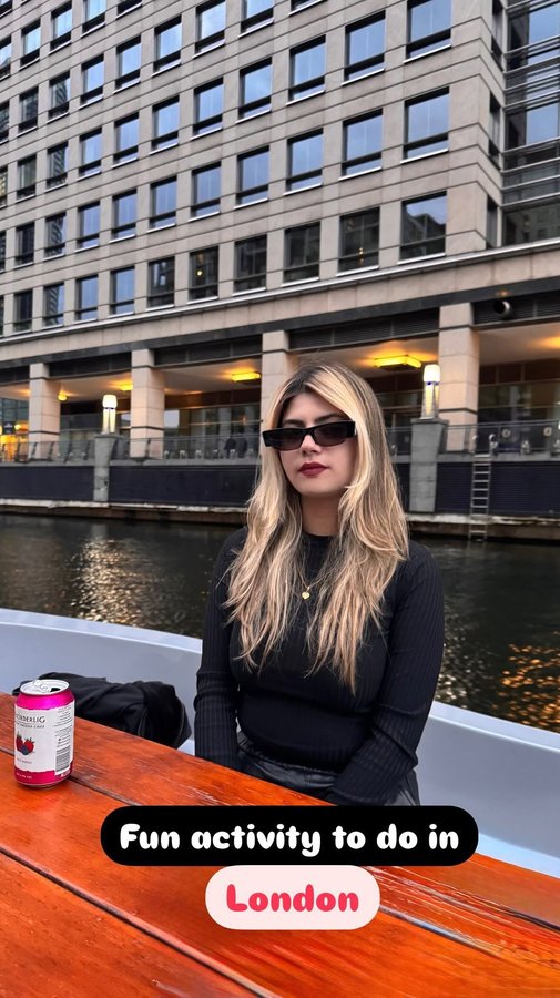 Instagram post by @tanishkaah4 for Goboat. Caption reads: [...] a boat picnic with friends in London!....